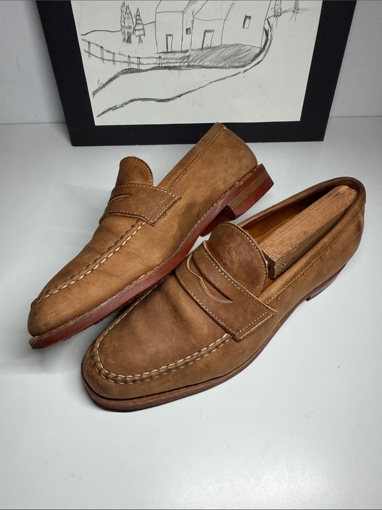 Allen Edmonds Addison  Tan Nubuck Leather Loafers  with Dainite Soles Mens US 8